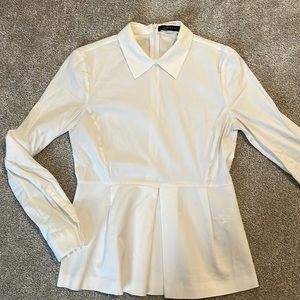 ZARA White Collared Long Sleeve Top XS